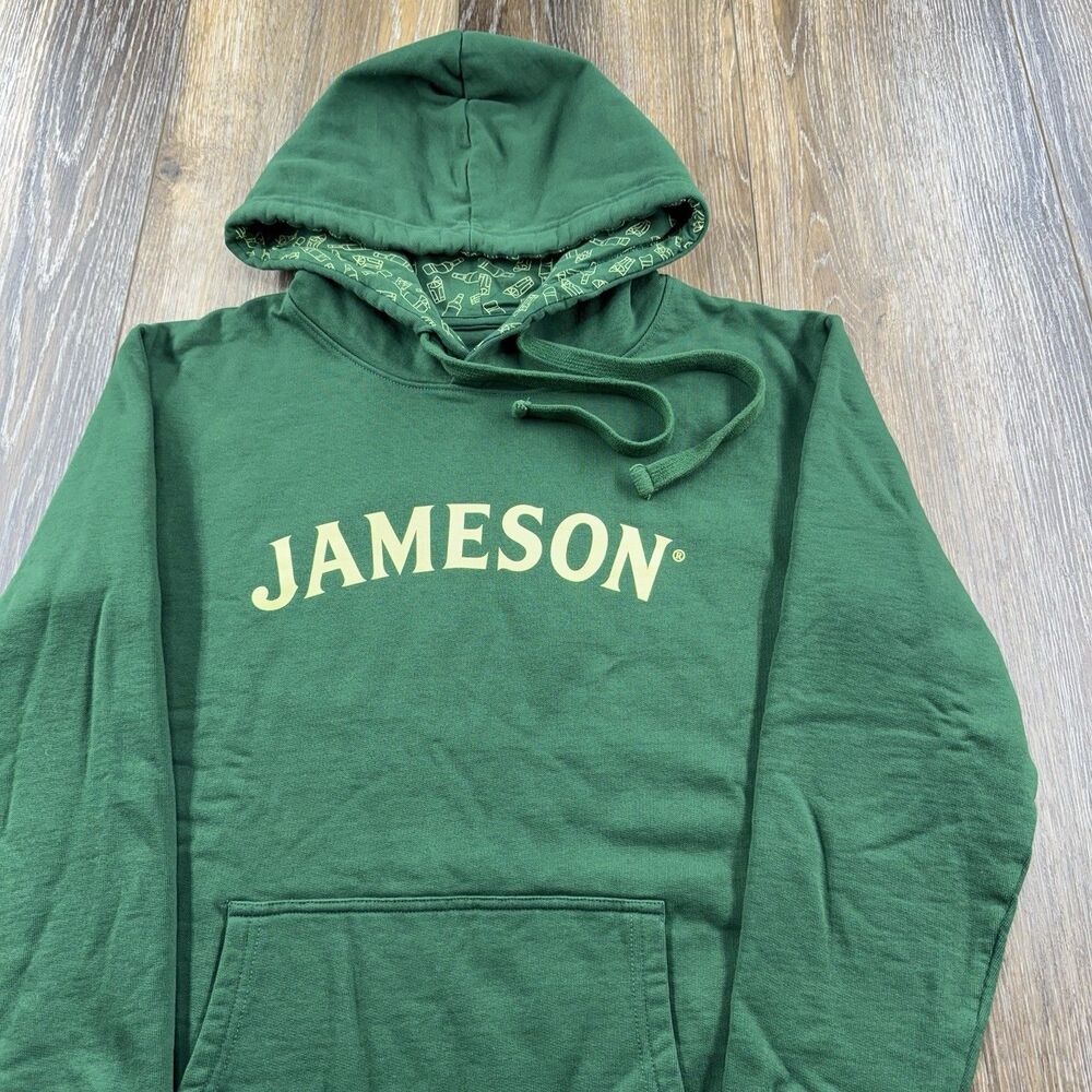 Jameson Irish Whiskey Hoodie Mens M Green Sweatshirt Alcohol Bar Party Sweater